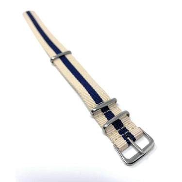 Classic Military Style Strap - Beige and Blue